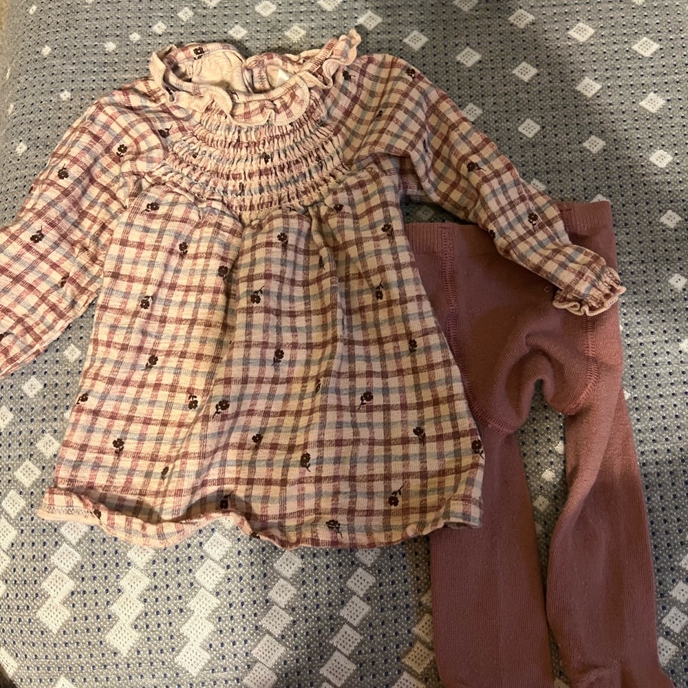 Plaid Ruffled Baby dress with tights